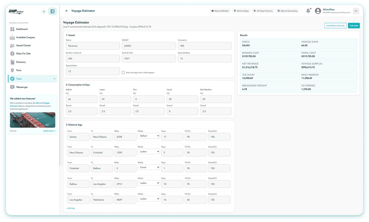 voyage estimator